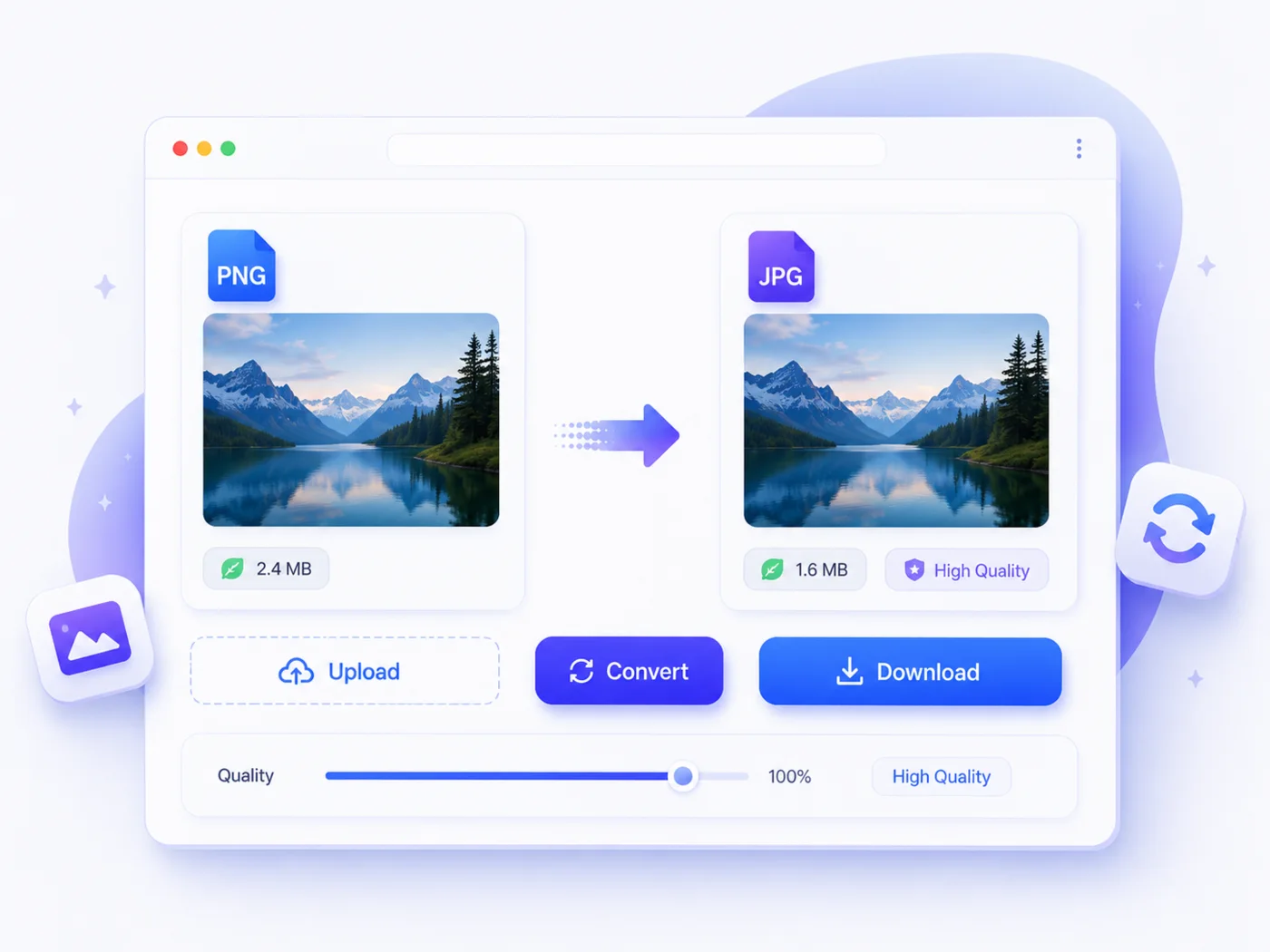 High-quality image conversion workspace preview